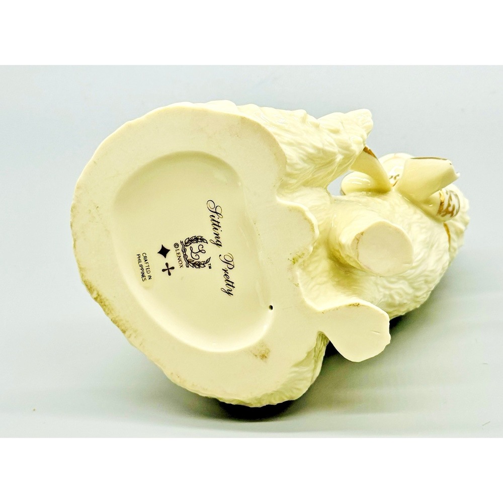 Lenox Sittying Pretty White Kitten Cat Bow 24k Gold Trim Bone China 5.5 inch - Picture 6 of 8